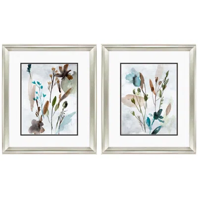 Paragon Watercolor Wildflower 19"w X 22"h Framed Art Set Of 2 In Gray