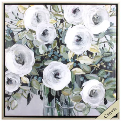 Paragon White Rose Parade 30"w X 30"h Canvas In Multi