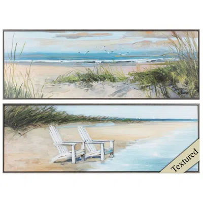 Paragon Wind Water 36"w X 12"h Non-glass Framed Art Set Of 2