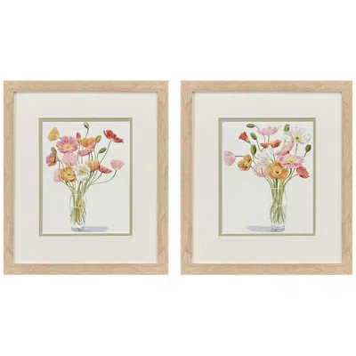 Paragon Wiry Poppies 15"w X 17"h Modern Framed Art Set Of 2