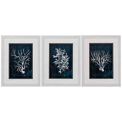 Paragon Wood Coral Blue 3-piece 26" High Frame Wall Art Set
