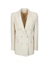Parah Double-breasted Slub-texture Jacket In Neutral