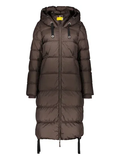 Parajumpers Adjustable Hood Maxi Jacket In Brown