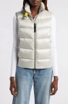 Parajumpers Ali Water Repellent 750 Fill Power Down Twill Puffer Vest In Silverrey