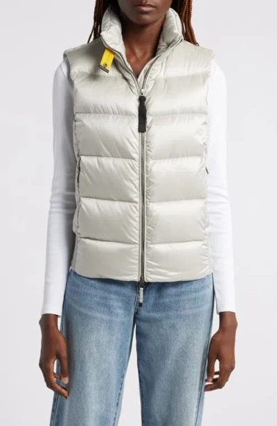 Parajumpers Ali Water Repellent 750 Fill Power Down Twill Puffer Vest In Silverrey