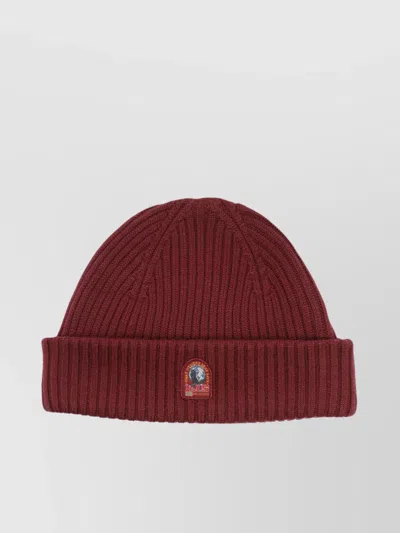 Parajumpers Basic Ribbed Folded Cuff Hat In Red