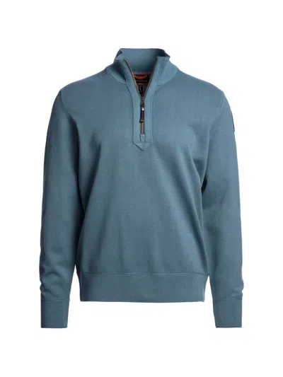 Parajumpers Basic Scoe Quarter-zip High-neck Sweater In Blue