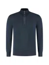 Parajumpers Basic Scoe Quarter-zip Logo-patch Sweater In Blue