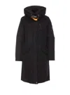 Parajumpers Long Length Hooded Coat With Zip Pockets In Black