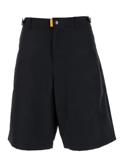 Parajumpers Black Bermuda Shorts With Buckles At Sides In Cotton Blend Man In Multicolor