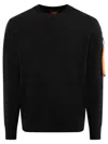 Parajumpers Black Sweater With Distinctive Sleeve Patch In Black