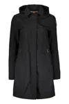 Parajumpers Black Versatile Trench Coat With Adjustable Hood In Blue