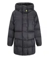 Parajumpers Puffy Quilted Black Nylon Down Jacket With Adjustable Hood And Functional Pockets In Black