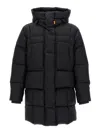 Parajumpers Puffy Quilted Black Nylon Down Jacket With Adjustable Hood And Functional Pockets In Gray