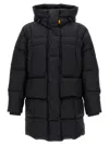 Parajumpers Puffy Quilted Black Nylon Down Jacket With Adjustable Hood And Functional Pockets In Gray