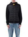 Parajumpers Quilted Black Down Jacket With Hood And Textured Sides In Black