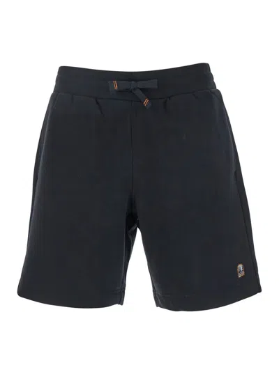 PARAJUMPERS 'CAIRO' BLACK SHORTS WITH ELASTIC DRAWSTRING WAIST AND LOGO PATCH ON THE FRONT