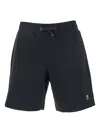 Parajumpers Cairo Black Shorts With Elastic Drawstring Waist And Logo Patch On The Front In Cotton Blend Man In Black