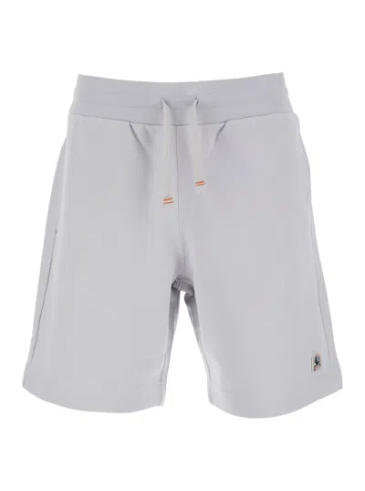 PARAJUMPERS CAIRO GREY SHORTS WITH DRAWSTRING WAIST AND LOGO PATCH ON THE FRONT IN COTTON BLEND MAN