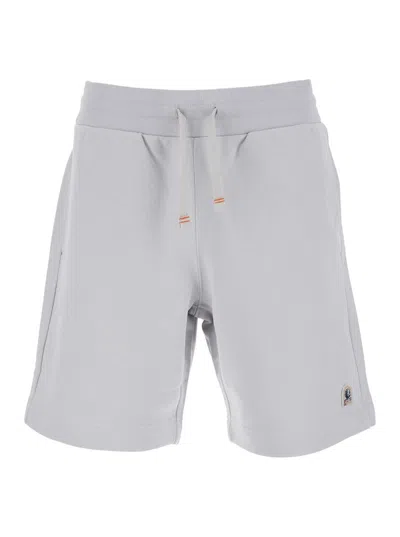 PARAJUMPERS 'CAIRO' GREY SHORTS WITH DRAWSTRING WAIST AND LOGO PATCH ON THE FRONT IN COTTON BLEND MAN