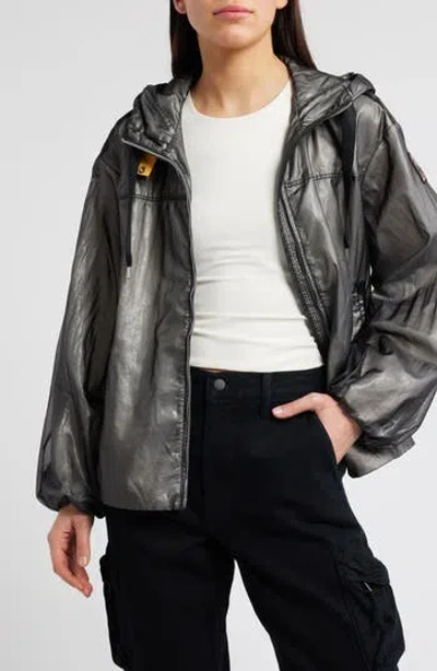Parajumpers Carmen Metal Glaze Water Repellent Hooded Jacket In Black