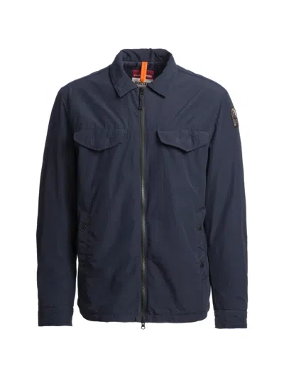 Parajumpers Evander High Collar Overshirt Jacket In Blue