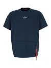 PARAJUMPERS BLUE T-SHIRT WITH LOGO PRINT AND A POCKET IN COTTON MAN