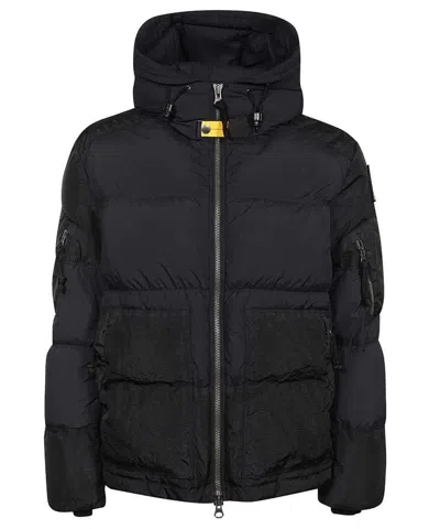 Parajumpers Two-tone Hooded Padded Jacket In Black