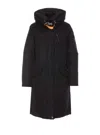 Parajumpers Long Length Hooded Coat With Zip Pockets In Black