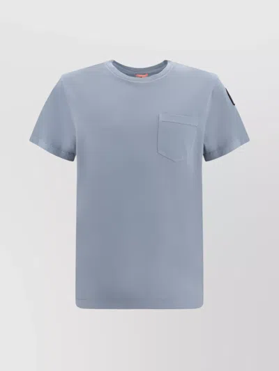 Parajumpers Cotton Crew Neck T-shirt Pocket In Blue