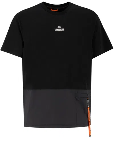 Parajumpers Crew-neck T-shirt With Unique Zipped Pocket In Black