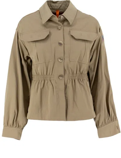 Parajumpers Cropped Twill Jacket With Shirt Collar In Multicolor