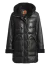 Parajumpers Demi Quilted Leather Hooded Coat In Black