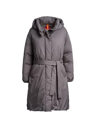 Parajumpers Deras Hooded Belted Coat In 그레이