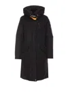 Parajumpers Long Length Hooded Coat With Zip Pockets In Black