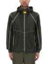 Parajumpers Edge Green Jacket With Logo Patch On The Sleeve And Shoulder Straps On The Back In Tech Fabric Man
