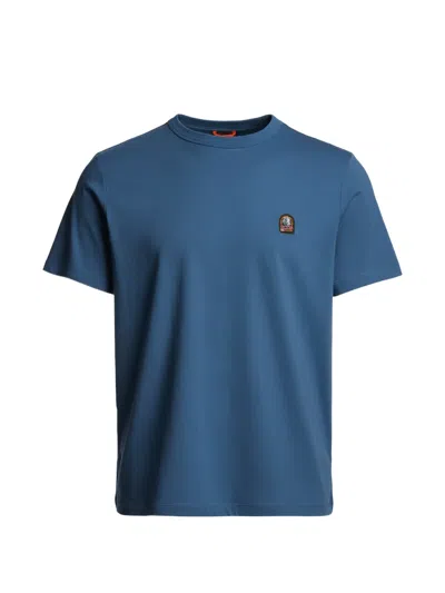 Parajumpers Blue Regular-fit T-shirt With Logo Patch