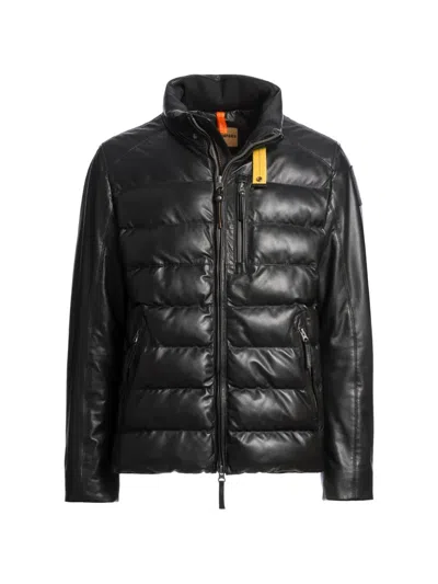 Parajumpers Ernie Padded Leather Jacket In Black