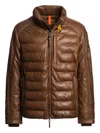 Parajumpers Ernie Quilted Leather Jacket In Brown