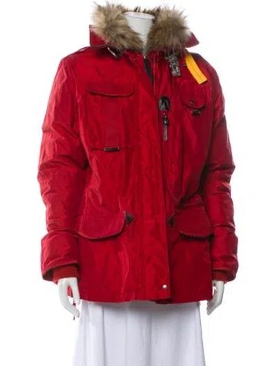Pre-owned Parajumpers Faux Fur Jacket In Red