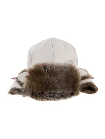 Pre-owned Parajumpers Faux Fur Trapper Hat In Neutral