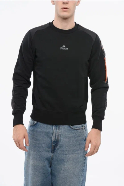 Parajumpers Fleeced-cotton Crew-neck Sweatshirt With Padded Details In Black