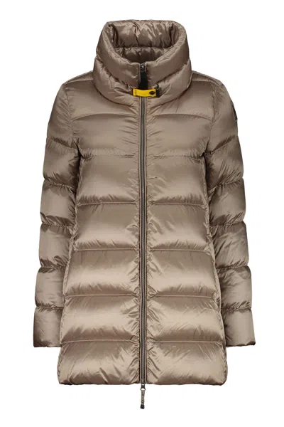 Parajumpers Full Zip Down Jacket In Brown