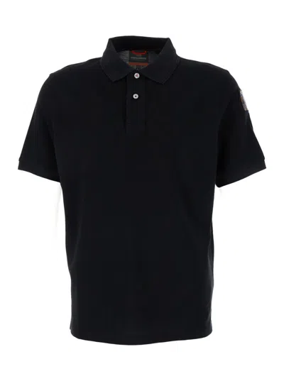 PARAJUMPERS BLACK POLO SHIRT IN COTTON MAN