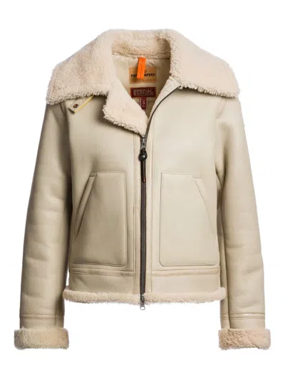 Parajumpers Gialean Shearling-collar Zip Jacket In Neutral