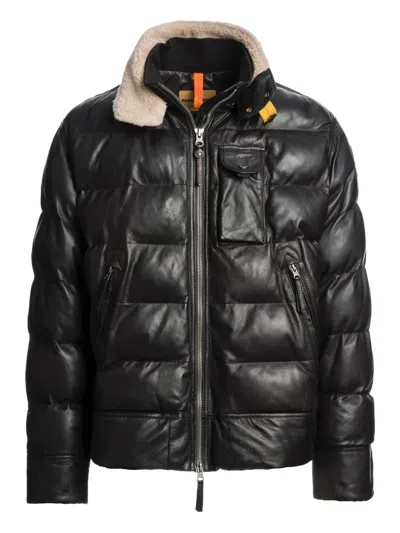 Parajumpers Gian Leather Jacket In Black
