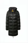 Parajumpers Glossy Quilted Down Coat With Hood And Front Zipper In Black
