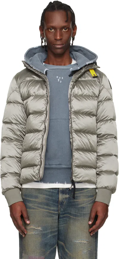 Parajumpers Green Pharrell Hooded Down Jacket In Gray