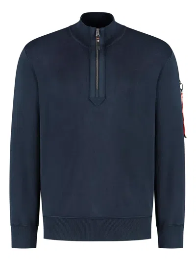 Parajumpers Half-zip Ribbed Sweater In Blue
