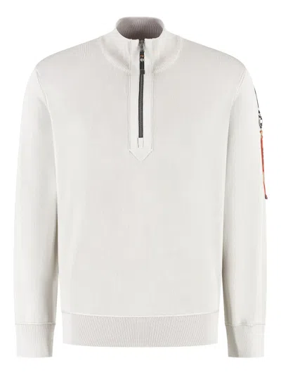 Parajumpers Half-zip Ribbed Sweater In White